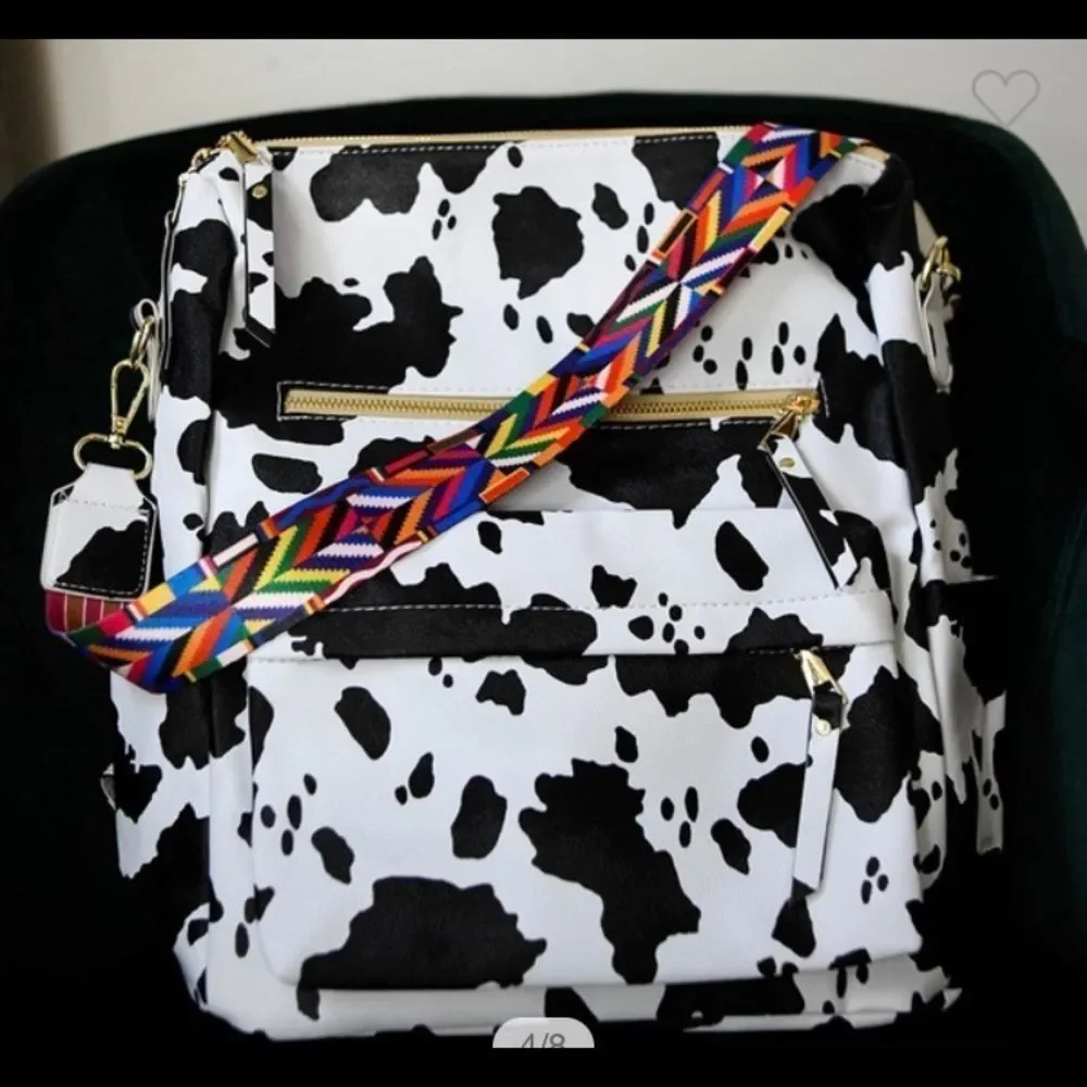 Cow Print Backpack Black and‎ White Restocked